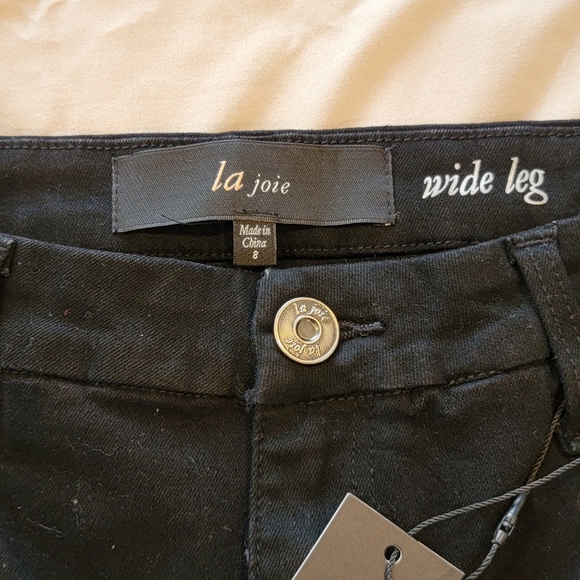 La Joie Wide Leg Black Denim Jeans Size 8 - Picture 3 of 6